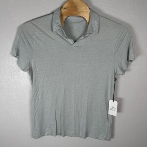 NEW Abercrombie & Fitch AF Summer Linen Blend Shirt Mens Large Short Sleeve Polo